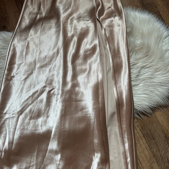 BIRDY GREY Kira Dress In Shiny Satin Neutral Champagne - Picture 7 of 9
